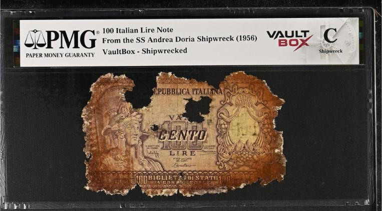 Andrea Doria 100 Italian Lire Note PMG Shipwreck "C" Front