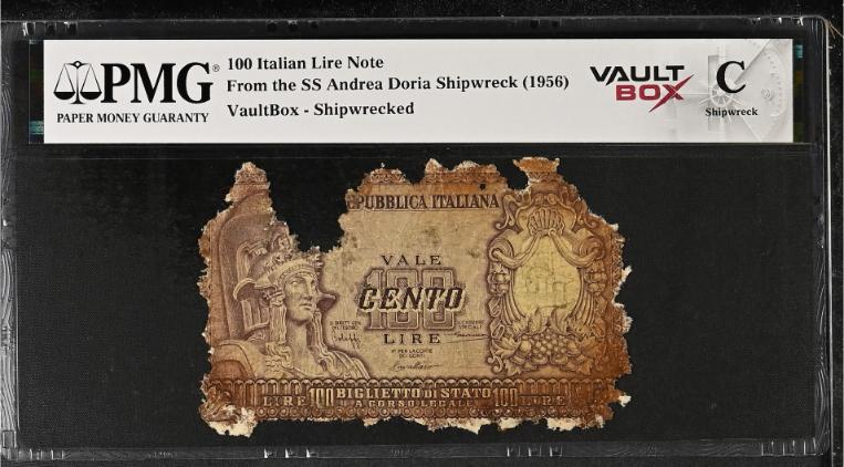 Andrea Doria 100 Italian Lire Note PMG Shipwreck "C" Front