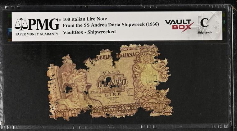 Andrea Doria 100 Italian Lire Note PMG Shipwreck "C" Front
