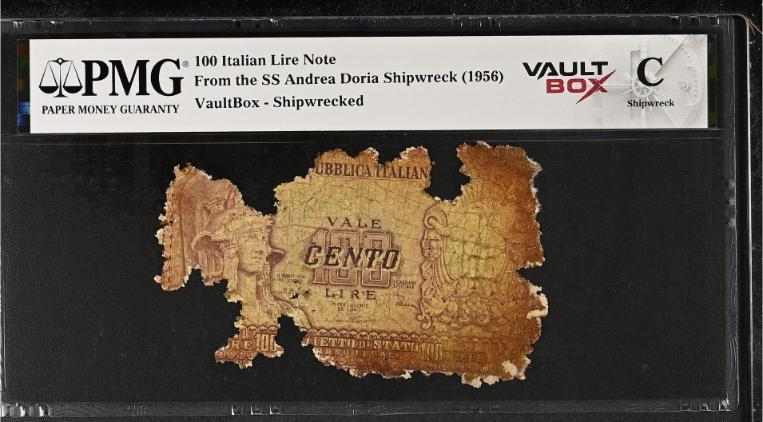 Andrea Doria 100 Italian Lire Note PMG Shipwreck "C" Front
