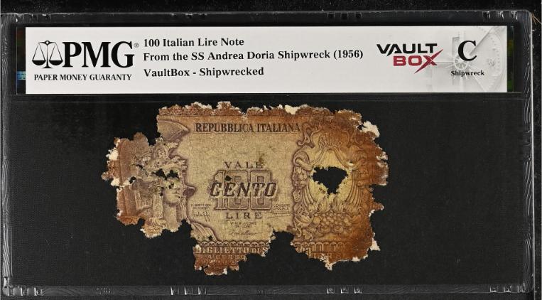 Andrea Doria 100 Italian Lire Note PMG Shipwreck "C" Front