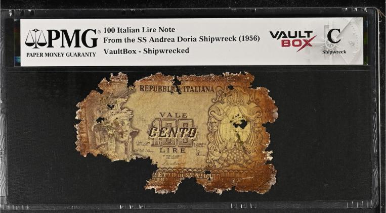 Andrea Doria 100 Italian Lire Note PMG Shipwreck "C" Front