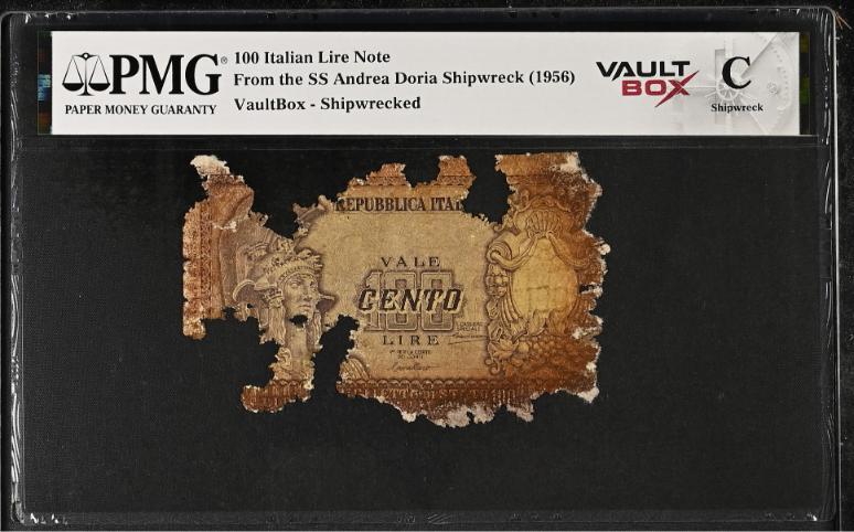 Andrea Doria 100 Italian Lire Note PMG Shipwreck "C" Front