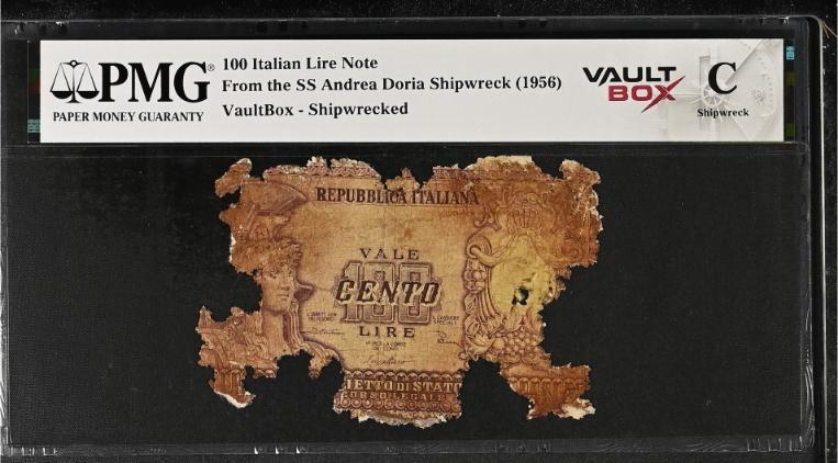 Andrea Doria 100 Italian Lire Note PMG Shipwreck "C" Front