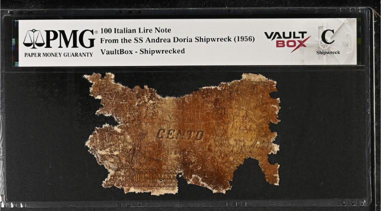 Andrea Doria 100 Italian Lire Note PMG Shipwreck "C" Front