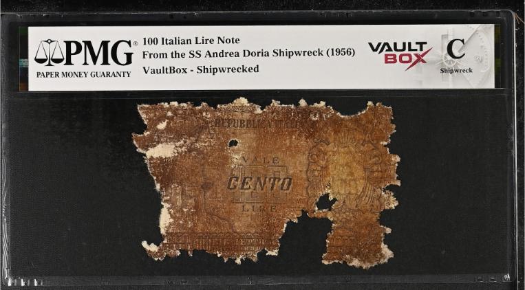 Andrea Doria 100 Italian Lire Note PMG Shipwreck "C" Front
