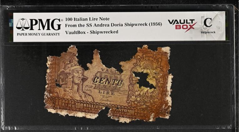 Andrea Doria 100 Italian Lire Note PMG Shipwreck "C" Front