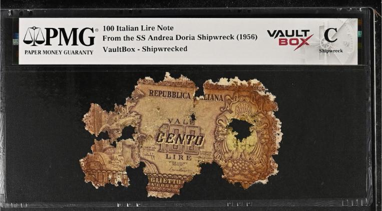 Andrea Doria 100 Italian Lire Note PMG Shipwreck "C" Front