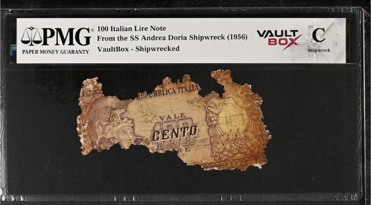 Andrea Doria 100 Italian Lire Note PMG Shipwreck "C" Front