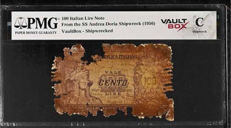 Andrea Doria 100 Italian Lire Note PMG Shipwreck "C" Front