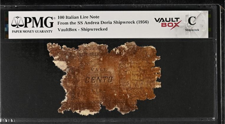 Andrea Doria 100 Italian Lire Note PMG Shipwreck "C" Front