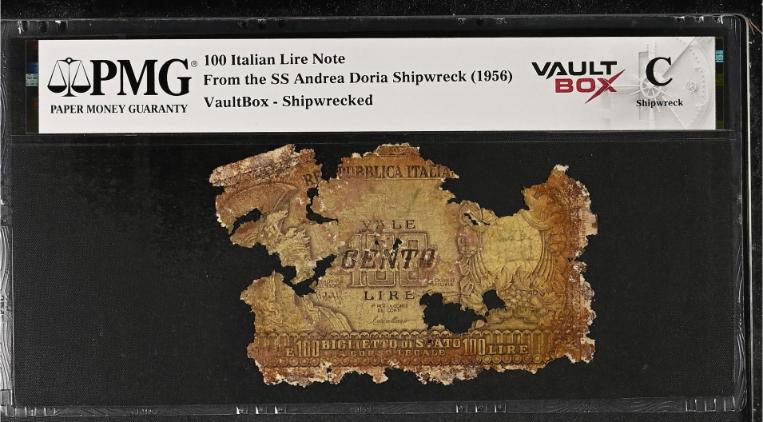 Andrea Doria 100 Italian Lire Note PMG Shipwreck "C" Front