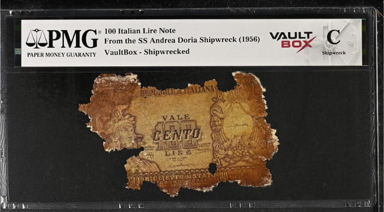 Andrea Doria 100 Italian Lire Note PMG Shipwreck "C" Front