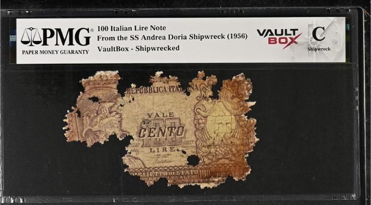 Andrea Doria 100 Italian Lire Note PMG Shipwreck "C" Front