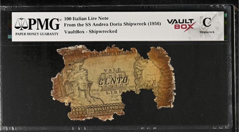 Andrea Doria 100 Italian Lire Note PMG Shipwreck "C" Front
