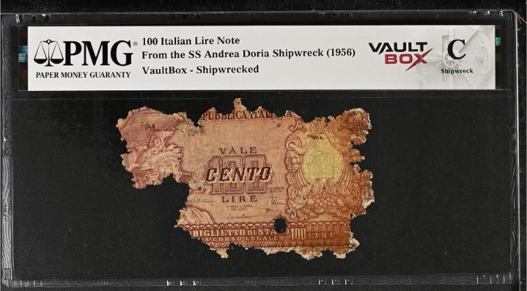 Andrea Doria 100 Italian Lire Note PMG Shipwreck "C" Front