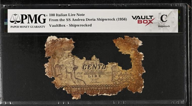 Andrea Doria 100 Italian Lire Note PMG Shipwreck "C" Front