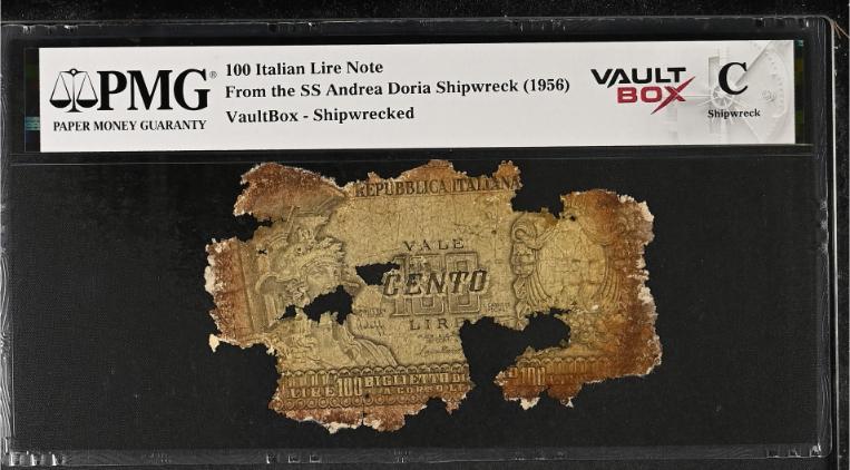 Andrea Doria 100 Italian Lire Note PMG Shipwreck "C" Front