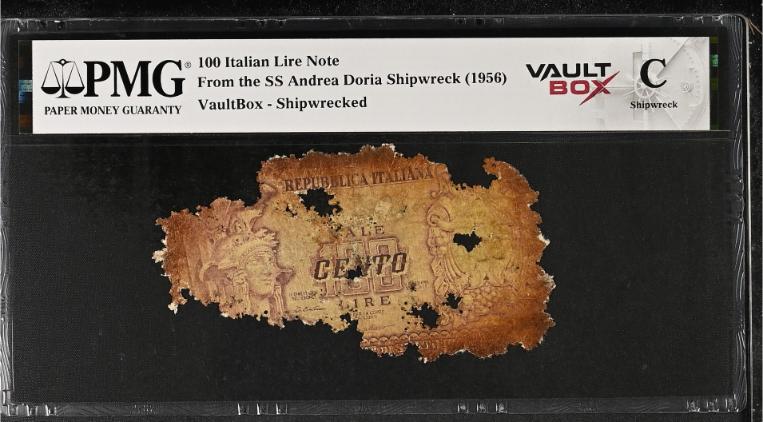 Andrea Doria 100 Italian Lire Note PMG Shipwreck "C" Front