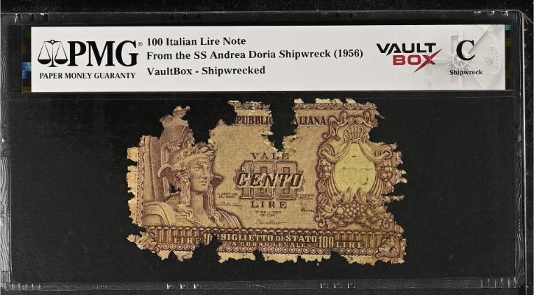 Andrea Doria 100 Italian Lire Note PMG Shipwreck "C" Front