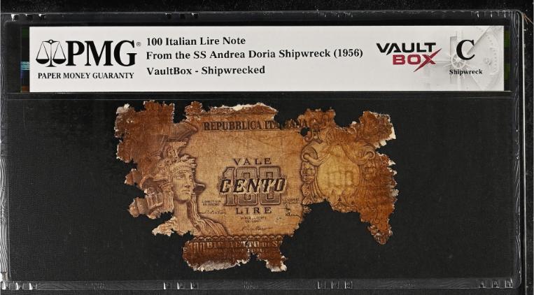 Andrea Doria 100 Italian Lire Note PMG Shipwreck "C" Front
