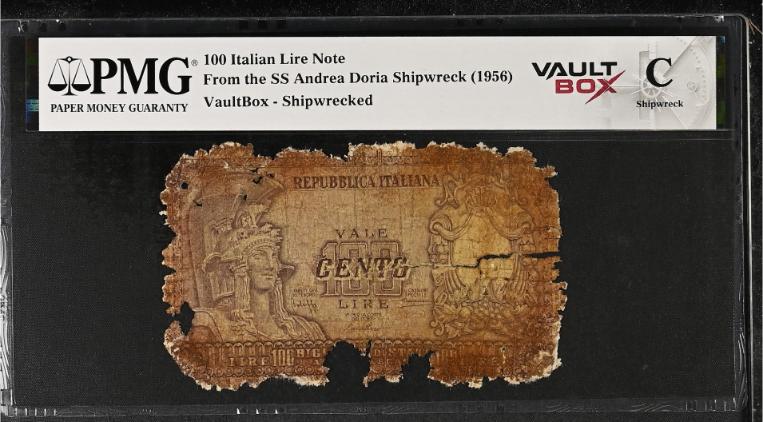 Andrea Doria 100 Italian Lire Note PMG Shipwreck "C" Front