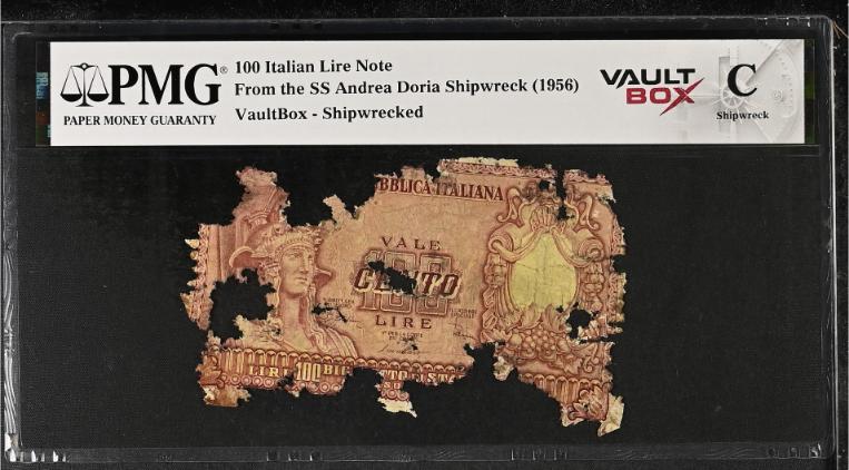 Andrea Doria 100 Italian Lire Note PMG Shipwreck "C" Front