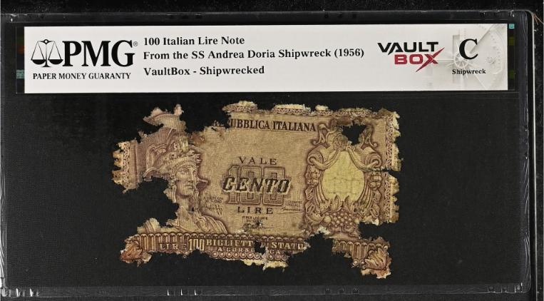 Andrea Doria 100 Italian Lire Note PMG Shipwreck "C" Front