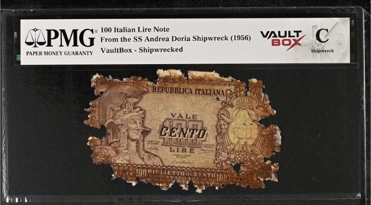 Andrea Doria 100 Italian Lire Note PMG Shipwreck "C" Front