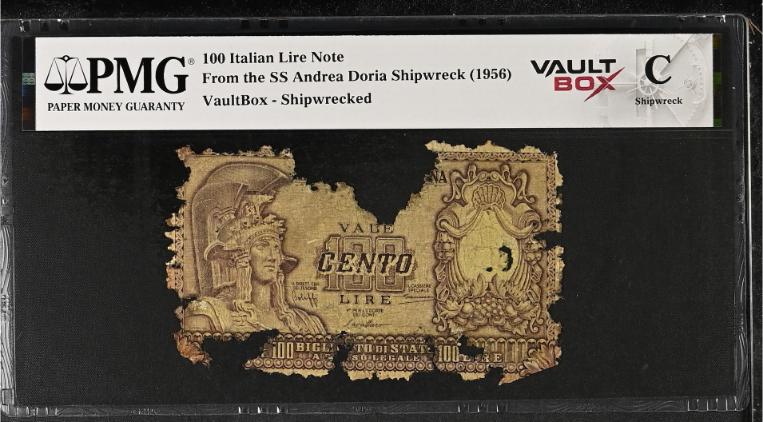 Andrea Doria 100 Italian Lire Note PMG Shipwreck "C" Front