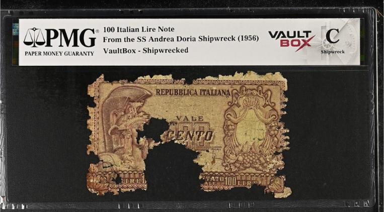 Andrea Doria 100 Italian Lire Note PMG Shipwreck "C" Front