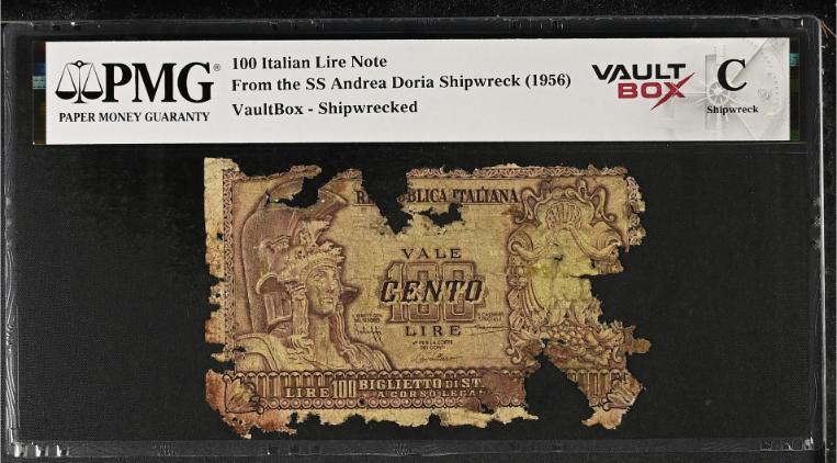 Andrea Doria 100 Italian Lire Note PMG Shipwreck "C" Front