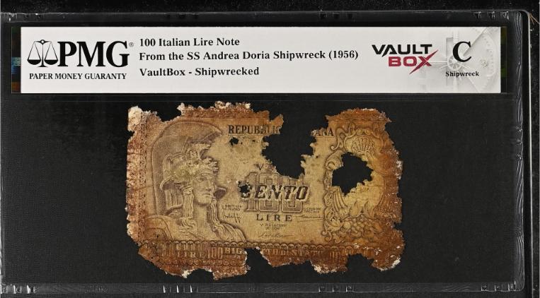 Andrea Doria 100 Italian Lire Note PMG Shipwreck "C" Front