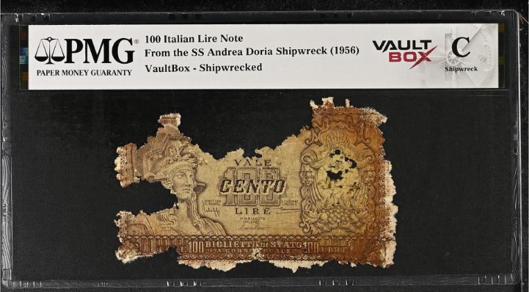 Andrea Doria 100 Italian Lire Note PMG Shipwreck "C" Front