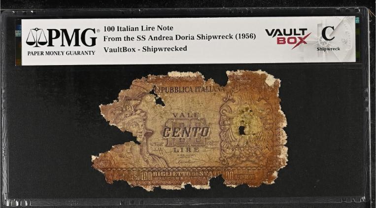 Andrea Doria 100 Italian Lire Note PMG Shipwreck "C" Front