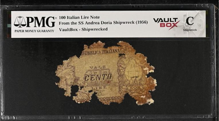 Andrea Doria 100 Italian Lire Note PMG Shipwreck "C" Front