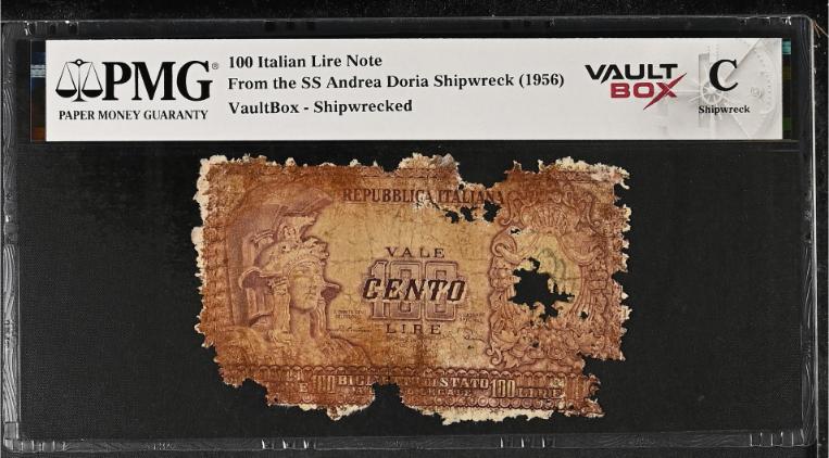 Andrea Doria 100 Italian Lire Note PMG Shipwreck "C" Front