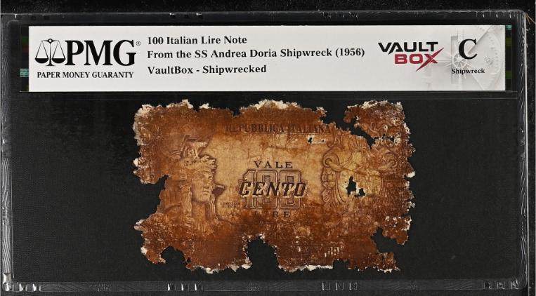 Andrea Doria 100 Italian Lire Note PMG Shipwreck "C" Front