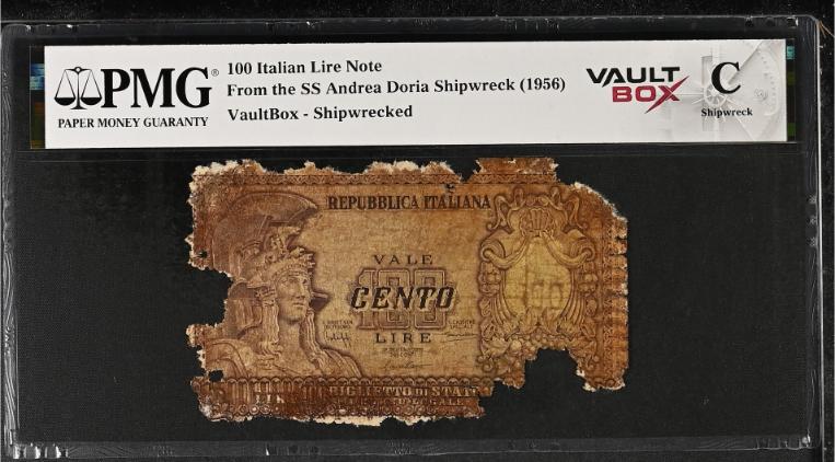 Andrea Doria 100 Italian Lire Note PMG Shipwreck "C" Front