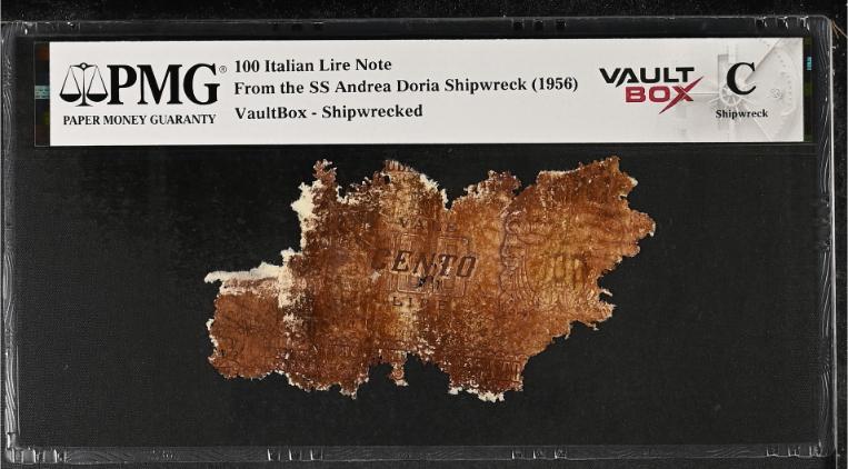 Andrea Doria 100 Italian Lire Note PMG Shipwreck "C" Front