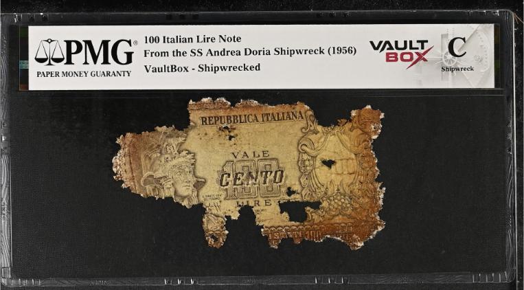 Andrea Doria 100 Italian Lire Note PMG Shipwreck "C" Front