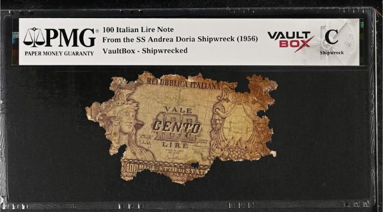 Andrea Doria 100 Italian Lire Note PMG Shipwreck "C" Front