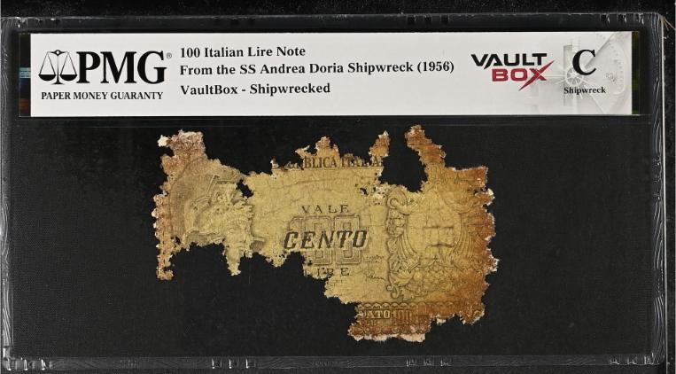 Andrea Doria 100 Italian Lire Note PMG Shipwreck "C" Front