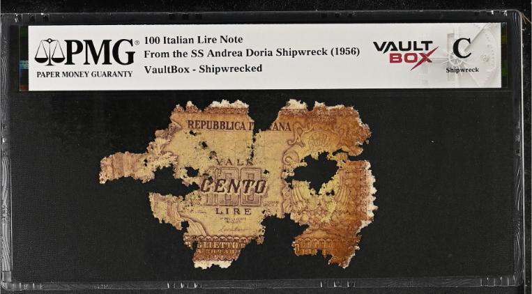 Andrea Doria 100 Italian Lire Note PMG Shipwreck "C" Front