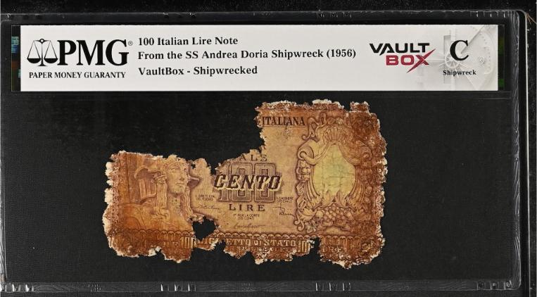 Andrea Doria 100 Italian Lire Note PMG Shipwreck "C" Front