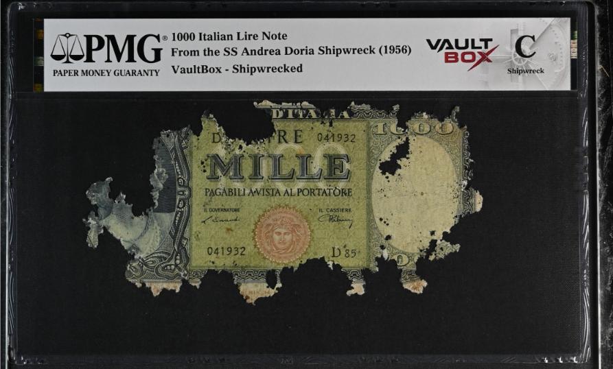 Andrea Doria 1000 Italian Lire Note PMG Shipwreck "C" Front