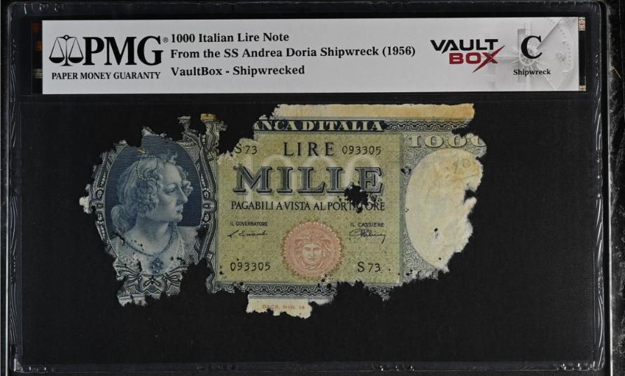 Andrea Doria 1000 Italian Lire Note PMG Shipwreck "C" Front
