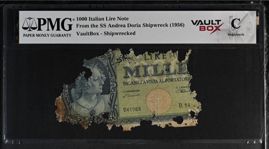Andrea Doria 1000 Italian Lire Note PMG Shipwreck "C" Front