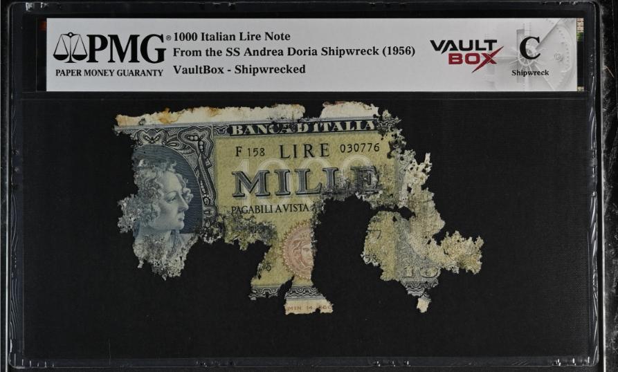 Andrea Doria 1000 Italian Lire Note PMG Shipwreck "C" Front