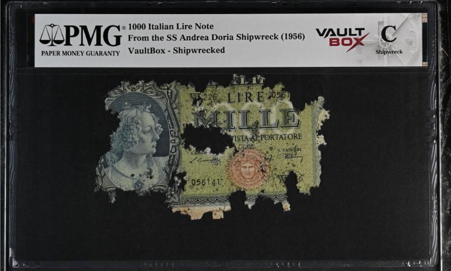 Andrea Doria 1000 Italian Lire Note PMG Shipwreck "C" Front